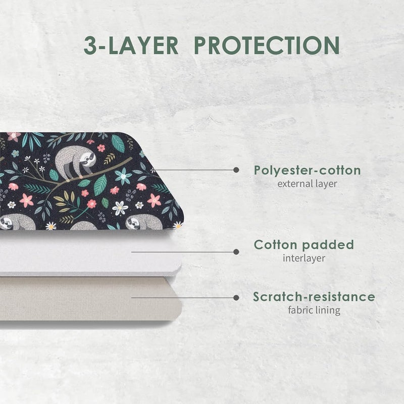 Clezolraa 6-7 inch Kindle Sleeve Pouch for 6.8"-7" Kindle Paperwhite 2024, 6" Kindle 2024/2022, Colorsoft, Oasis, Cotton-Padded Envelope Sleeve Case with Stylish Printed for Most E-Readers, Black - Image 3